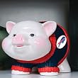 BUFFALO BILLS Traditional Ceramic PIGGY BANK (6 3/4" x 6 1/2" x 10") by Memory Company
