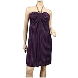 Purple Necklace accent Glitter Plus size halter dress