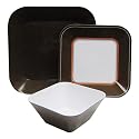 Solid/Rimmed Melamine Dinnerware Set - Brown