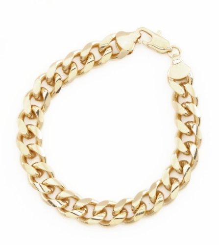 Men's Yellow Gold Plated 9mm Lifetime Warranty Cuban Curb Chain Link Bracelet