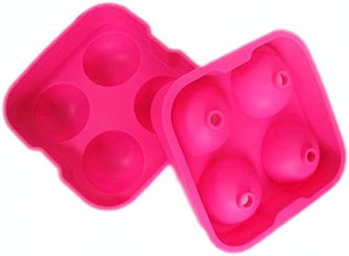 XINJIECHUANG Four Compartments Flexible Cilicon Ice Ball Maker Mold Pink