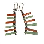 Aventurine Earrings 01 Dangle Green Red Jasper Black Rainbow Obsidian Gemstone Crystal Healing Stone Large Fan 3