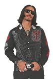 Rebel Spirit Black Button Front Embroidered Red Eagle Insignia Rocker Shirt Medium - XXL