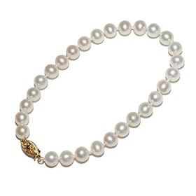 14k Yellow Gold 6.5-7mm Freshwater Cultured Pearl Bracelet, 8 by Pearl Birthstones