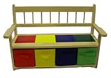 Beck Children's Wooden Bench with Fabric Bins