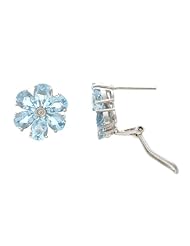 4.49CTW 14K White Gold Genuine Natural Aquamarine and Diamond French Clip Earrings