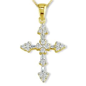 1/4 Ctw Diamond 14K Yellow Gold Cross Pendant