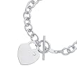 14K White Gold Bracelet With Diamond Accented Heart Charm - 7.50 inches