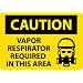 NMC C632RB OSHA Sign, Legend "CAUTION - VAPOR RESPIRATOR REQUIRED IN THIS AREA" with Graphic, 14" Length x 10" Height, Rigid Plastic, Black on Yellow