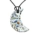 Handmade Crescent Moon Design Murano Glass Pendant - Mona Blue/Silver Style1