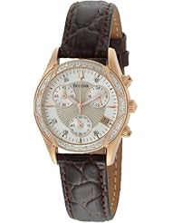 Bulova Womens 98R136 Diamond Mother-Of-Pearl Dial Strap Watch