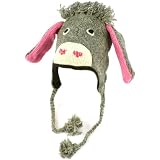 100% Wool Winter Cute Donkey Animal Fleece Lined Trapper Earflaps Ski Cap Hat