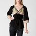 Cynthia Rowley Black Kaleidescope Cotton Top