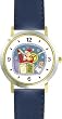 Santa Claus in Chimney Christmas Theme - WATCHBUDDY&reg; DELUXE TWO-TONE THEME WATCH - Arabic Numbers - Blue Leather Strap-Women's Size-Small