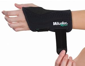 Mueller Fitted Wrist Brace, Left, Green, Black, Small/Medium