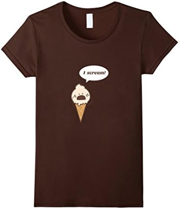 Women's Funny and cute "I scream" (Ice cream) T-Shirt | Ice-cream Small Brown
