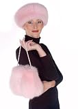 Fur Handbag -Pink Fox Fur - Pearl Handle