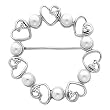 14K White Gold White Akoya Pearl and Diamond Circle Brooch