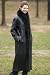 Women's Francie Full-Length Leather Coat with Fox Fur Trim, BLACK, Size SMALL (2/4)