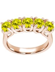 1.35 Ct Round Canary SI1/SI2 Diamond 14K Rose Gold Ring