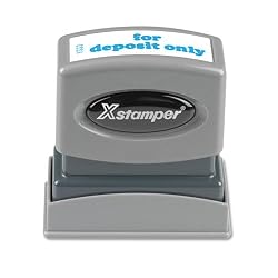 Xstamper One-Color Title Message Stamp, For Deposit Only, Pre-Inked/Re-Inkable, Blue (1333)