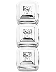 14K White Gold Three-Stone Princess Cut Diamond Earrings - 0.60 Ct. -- LIFETIME WARRANTY