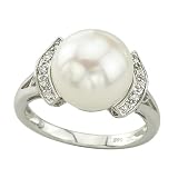 Chinese Fresh Water Pearl with 0.04 ct. Diamond Fashion Ring in 14K White Gold