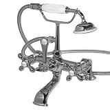 American Bath Factory F1-1112-CH-F9-9400-MX-CH F1-1112 Deck Mount Bathtub Faucet, Metal Cross Handle