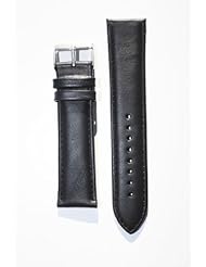18mm Black Oil-Tanned Calfskin Leather Watchband with Heavy Buckle