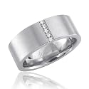 Men's Stainless Steel Diamond Band Ring (H, SI, 0.03 carat)-Band Width:7mm