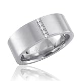 Men's Stainless Steel Diamond Band Ring (H, SI, 0.03 carat)-Band Width:7mm