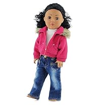 18 Inch Doll Clothes/clothing Fits American Girl - Fur Collar Jacket with Jeans Outfit Includes 18