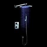 Buy 8 LED Showerhead Thermostatic Wall Mount Shower Faucet with Hand Shower, Square... by LITB