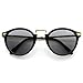 zeroUV Vintage Inspired Round Horned Rim P-3 Frame Retro Sunglasses (Shiny Black-Gold)