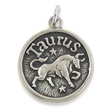 Sterling Silver Taurus & Trustworthy Zodiac Pendant