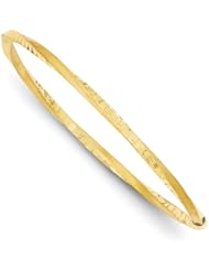 14k 3mm Satin Finish D/c Twist Slip-on Bangle, Best Quality Free Gift Box Satisfaction Guaranteed
