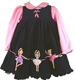 Good Lad Girls Fall/Winter Navy Blue Ballerina Corduroy Long Sleeve Jumper Dress -12 Months