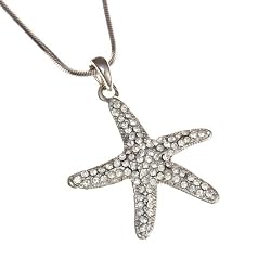 Silvertone with Rhinestone Starfish Pendant Necklace