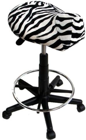 Saddle Stool, Hair Cutting Stool S115Z Zebra Seat with Adjustable FootRing