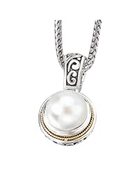 925 Silver & Mabe Pearl Filigree Pendant with 18k Gold Accents