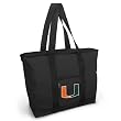 University of Miami Tote Bag Black Deluxe UM Logo - For Travel or Beach Best Unique Gift Ideas for Her, Women, or Ladies