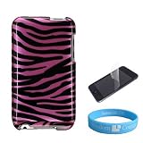 Apple iPod Touch 2nd and 3rd generation Pink Zebra Protector Case + Clear Screen Protector + Wristband