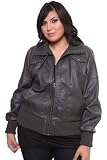 Torrid Plus Size Grey Faux-Leather Bomber Jacket