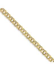 14k Lite 5.5mm Double Link Charm Bracelet, Best Quality Free Gift Box Satisfaction Guaranteed