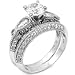 Sterling Silver Cubic Zirconia CZ Wedding Engagement Ring Set