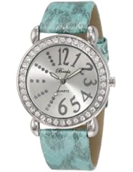 Breda Womens 5151_blue "Paige" Rhinestone Bezel Python Faux Leather Watch Watch