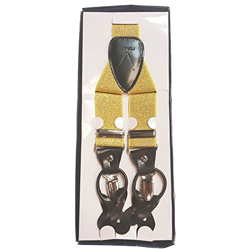 Vesuvio Napoli Mens Y-Back Button & Clip Convertible Suspenders