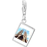 Pugster 925 Sterling Silver Gold Plated Landmark Gothic Architecture Photo Rectangle Frame Charm