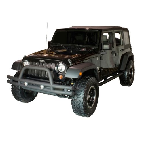Rugged Ridge 11561.10 Textured Black Front Tube Bumper with Grill Guard