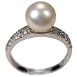 Diamond River White Cultured Pearl Cubic Zirconia Platinum Overlay Sterling Silver Ring